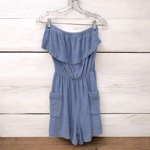Vintage Terrycloth Gloria’s Fashions Women’s Blue Romper Size Large Made in USA